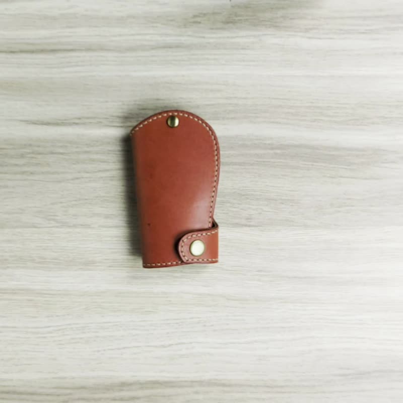 钥匙扣 | 手工皮件 | 定制化礼物 | 植鞣革-骑士风钥匙包 - 钥匙链/钥匙包 - 真皮 咖啡色