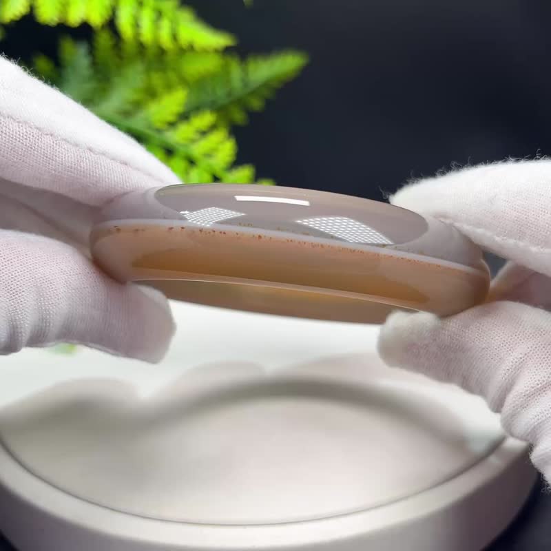 优质 糖灰景观玛瑙手镯 60MM 高冰透起刚 聚宝盆一线天 意境树景 - 手链/手环 - 半宝石 