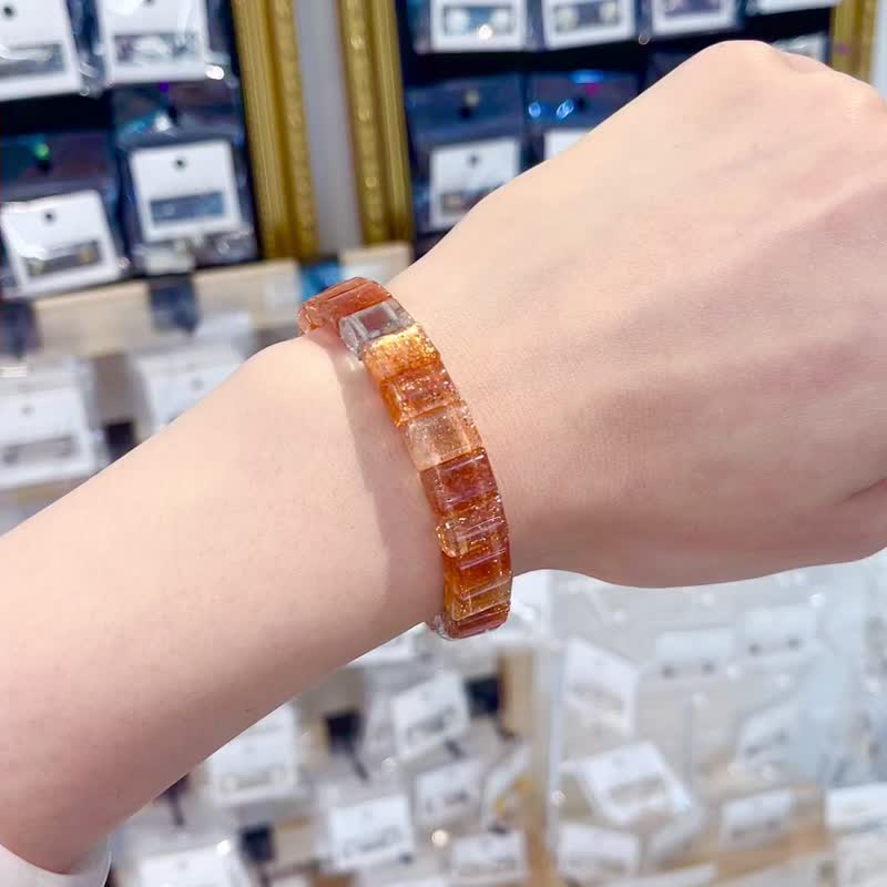 小精品体透玻璃体浓色阿鲁沙金太阳手排正能量吸引化太岁 - 手链/手环 - 水晶 多色