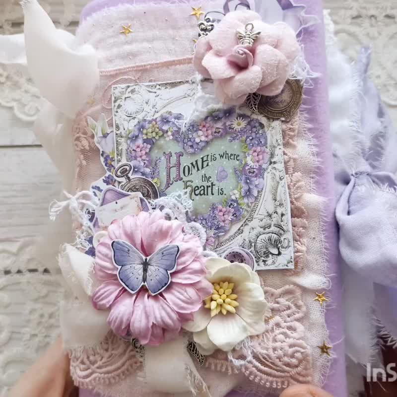 花园兔子垃圾日记本 手工制作 Farmlife 花朵 紫丁香笔记本 厚厚 - 笔记本/手帐 - 纸 紫色