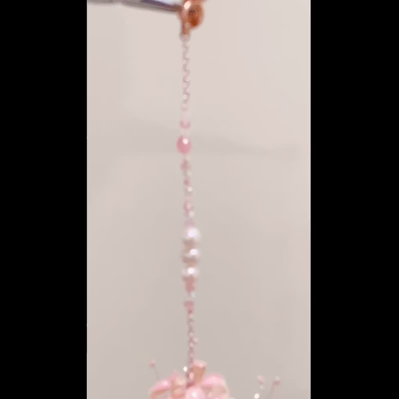 闪耀彼岸 施华洛世奇水钻x天然石x淡水珍珠 手作耳环 耳针/耳针 - 耳环/耳夹 - 其他材质 粉红色