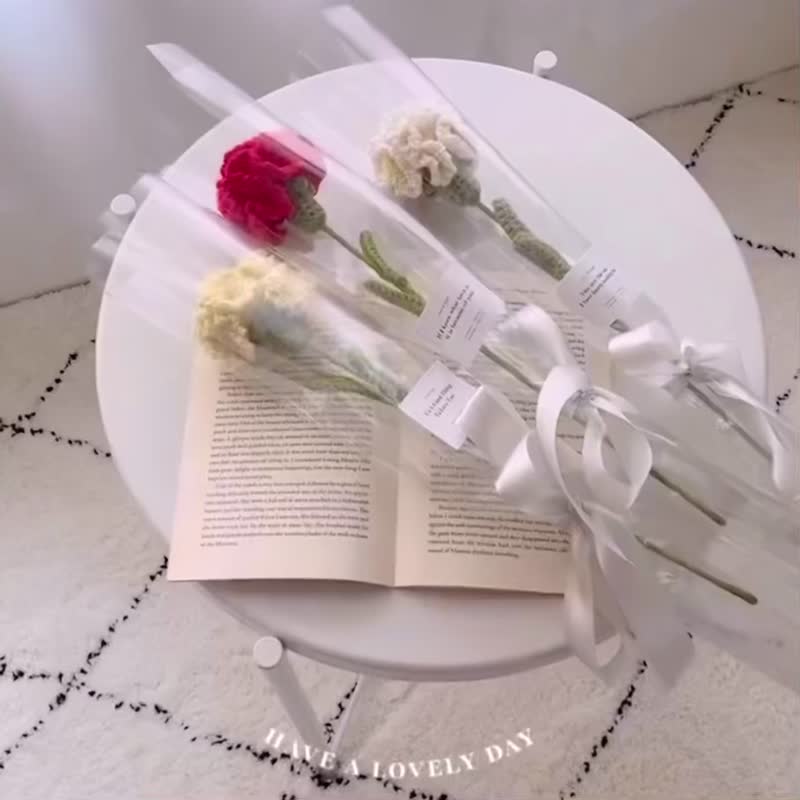 手作针织康乃馨 - 植栽 - 羊毛 