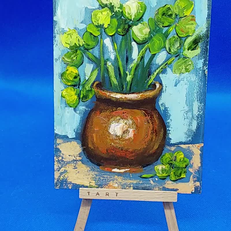 三叶草草甸花。圣帕特里克节。原创油画手工制作 - 墙贴/壁贴 - 其他材质 绿色