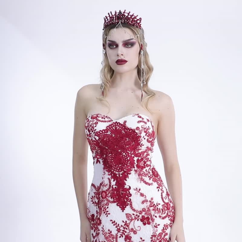 哥德幻影女王华丽工艺礼服裙 - 黑 / 红 - 晚装/礼服 - 其他材质 红色