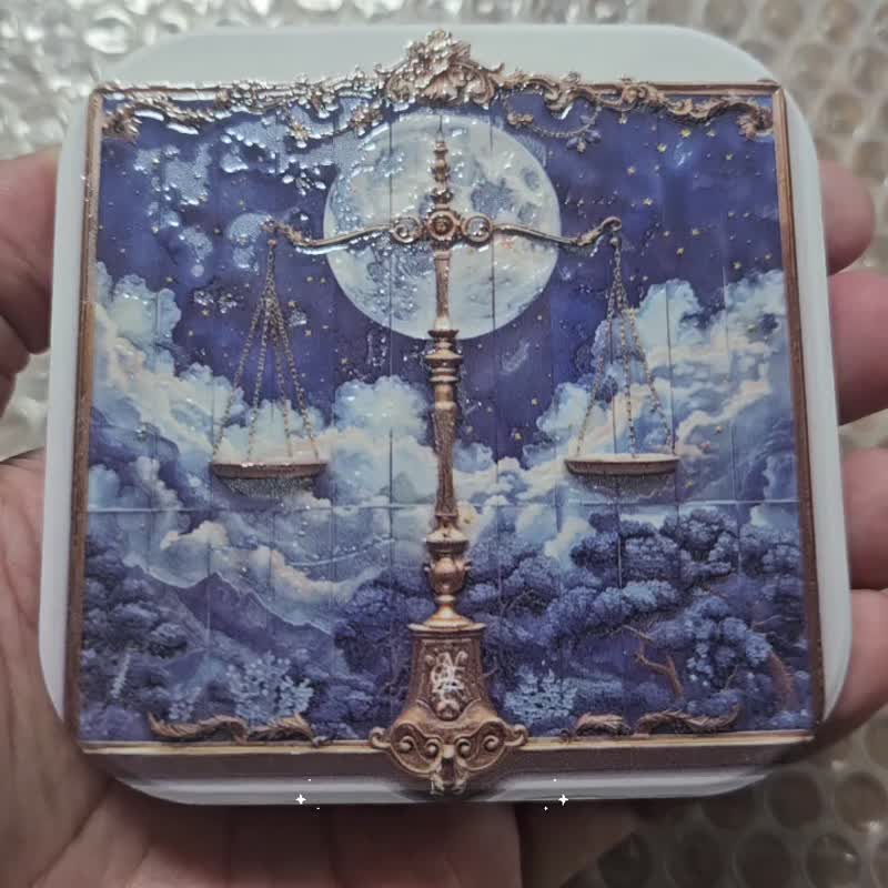 天秤座-晶雕陶瓷吸水杯垫 - 杯垫 - 陶 蓝色