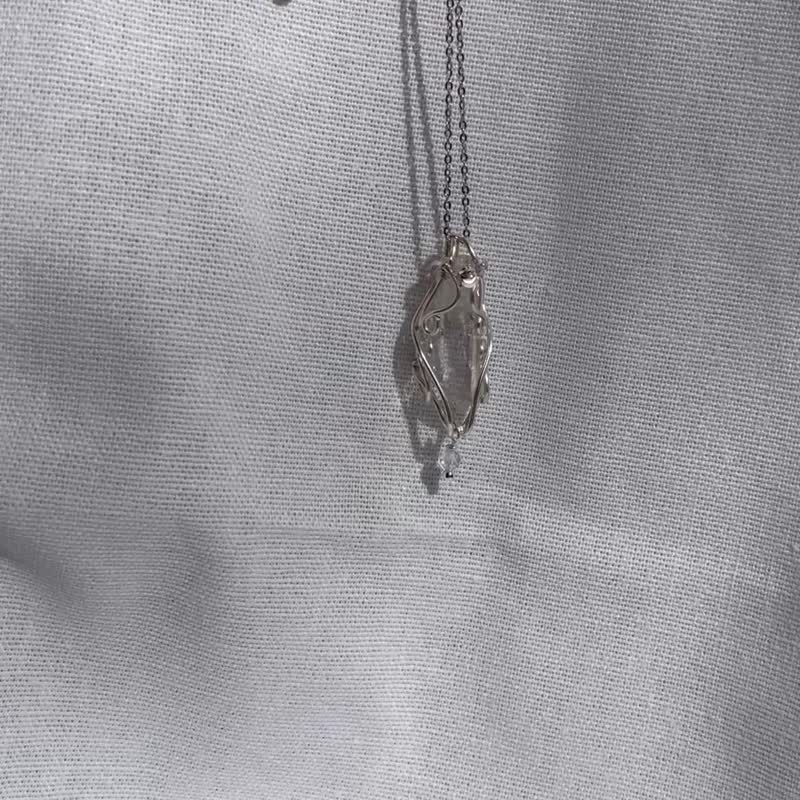 白水晶金属编织_项链_森系饰品_天然石_矿石_不锈钢链 - 项链 - 水晶 