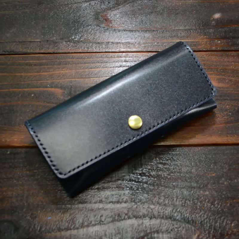 【顶级规格】Lugato Shoulder 皮革眼镜盒 深蓝x紫 - 眼镜/眼镜框 - 真皮 蓝色