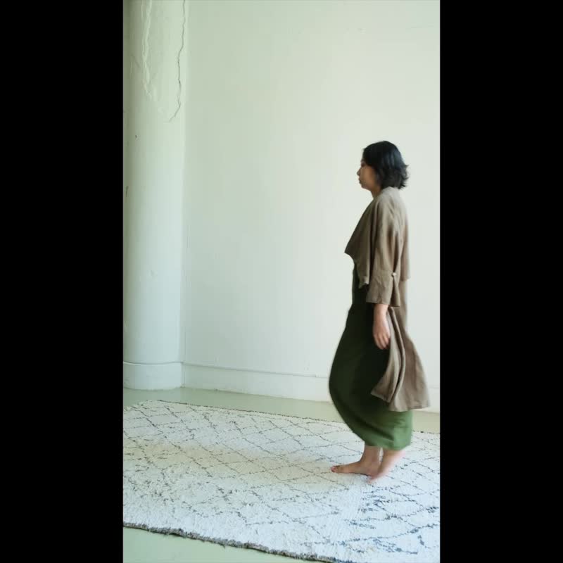 OMAKE 层次感风衣外套 / 棉麻 灰白 - 女装休闲/机能外套 - 棉 灰色