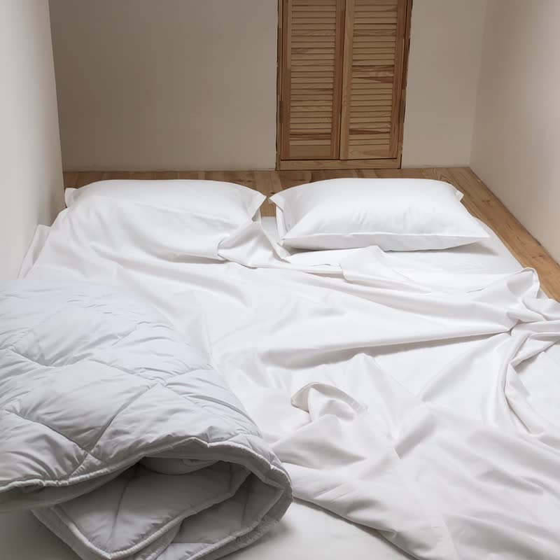 白色枕头套，100% 纯棉缎织，信封式开口 - 枕头/抱枕 - 棉．麻 白色