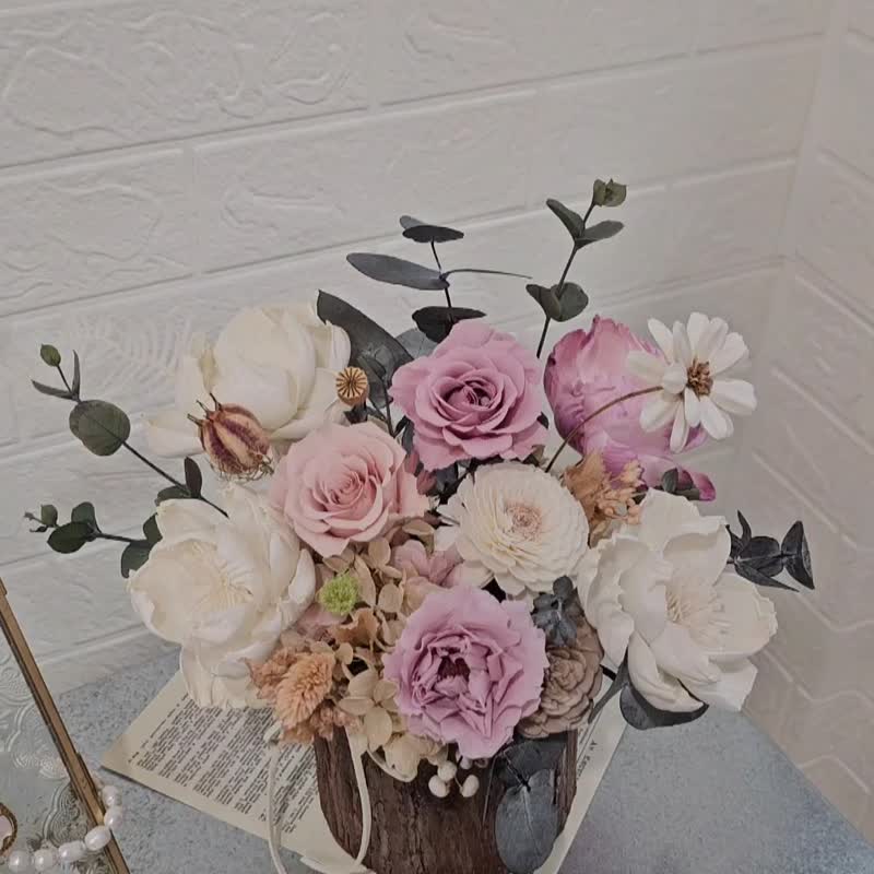 永生花 新居贺礼 升迁 开幕花礼 桌花 新年 婚礼 入厝 侘寂风 - 干燥花/捧花 - 植物．花 粉红色