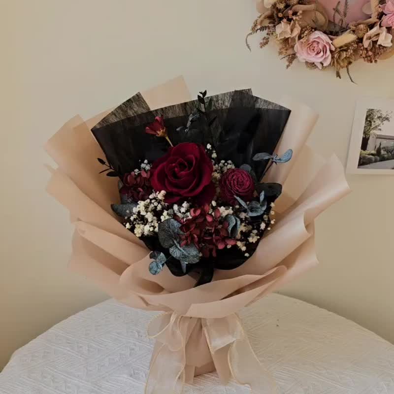 永生玫瑰花束 厄瓜多尔尔大玫瑰 情人节 求婚  生日花束 定制化 - 干燥花/捧花 - 植物．花 红色