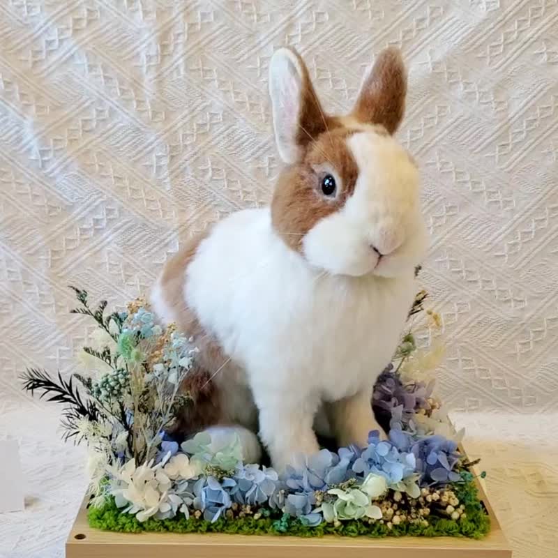 【客制羊毛毡】拟真兔 (15cm) - 订制抱枕/饰品 - 羊毛 白色