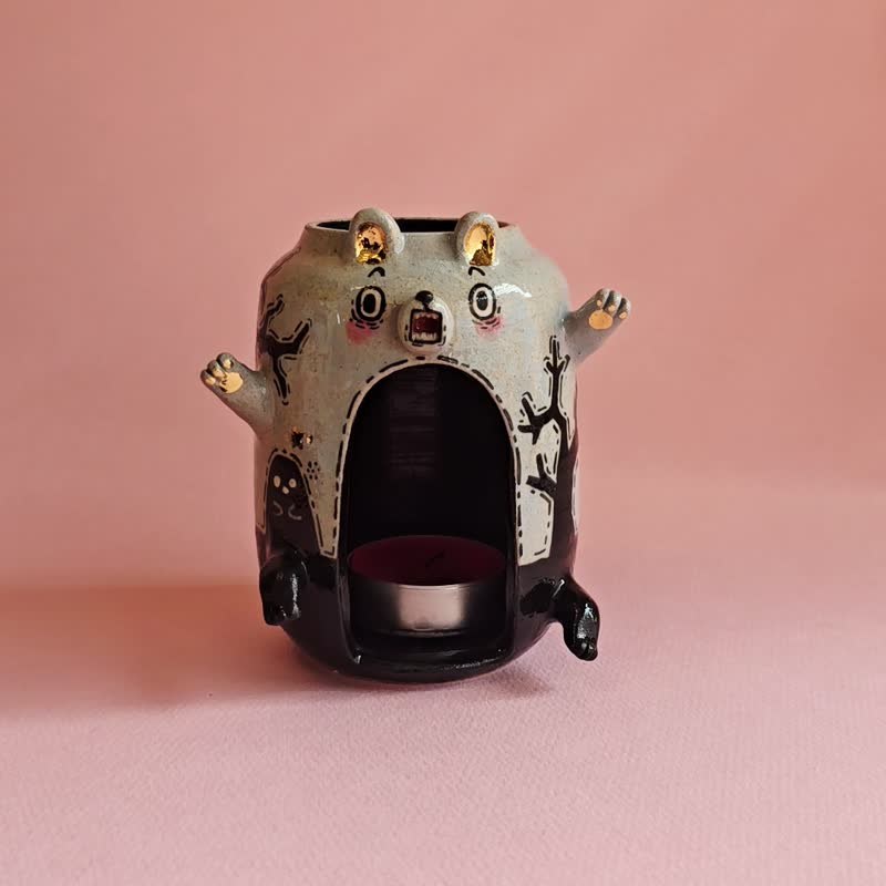 恐怖墓地系列 手作金彩不朽之手置물/烛台 - 蜡烛/烛台 - 瓷 多色