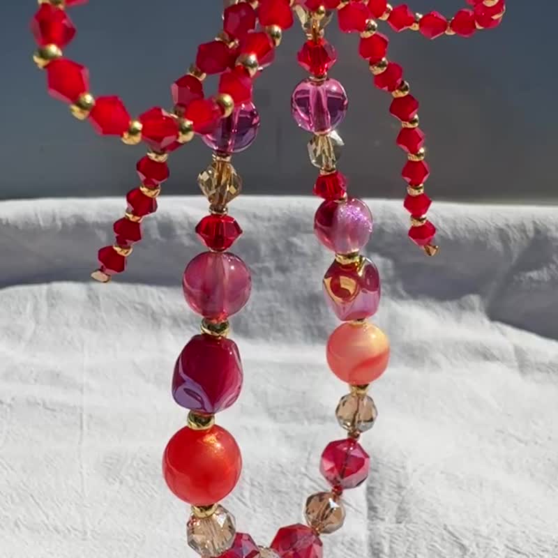 Rom828 串珠手机链 - 好运年红 - 挂绳/吊绳 - 树脂 