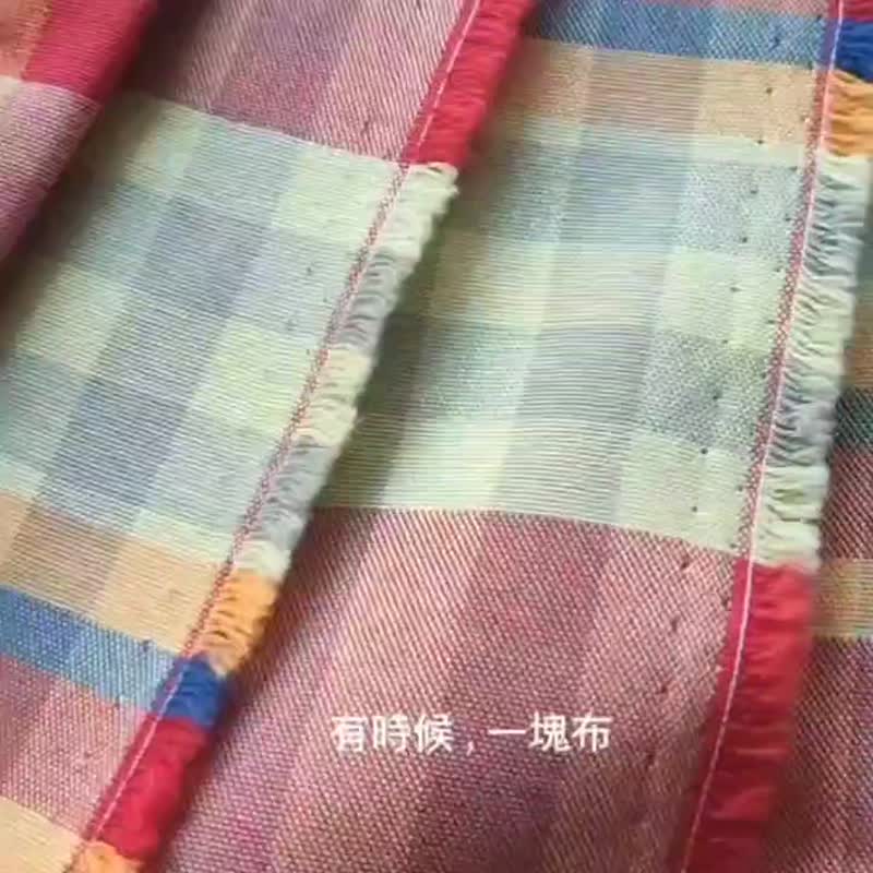 羊毛与棉 | 格纹布 | 彩虹糖 - 编织/刺绣/羊毛毡/裁缝 - 棉．麻 橘色