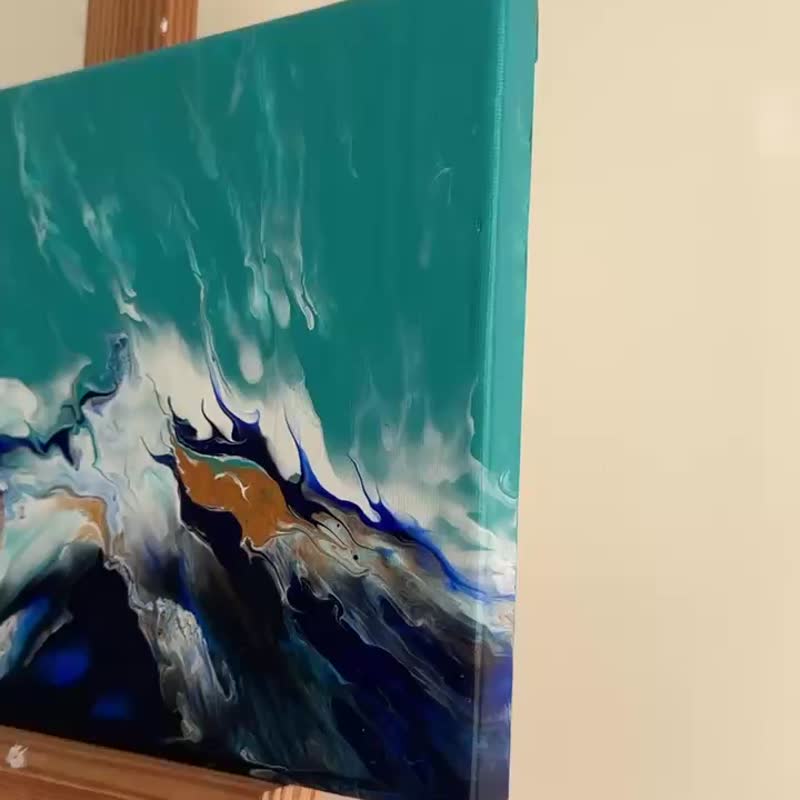 流体艺术 • 摆布画作 • 抽象原创丙烯酸画摆布画作 - 海报/装饰画/版画 - 棉．麻 绿色