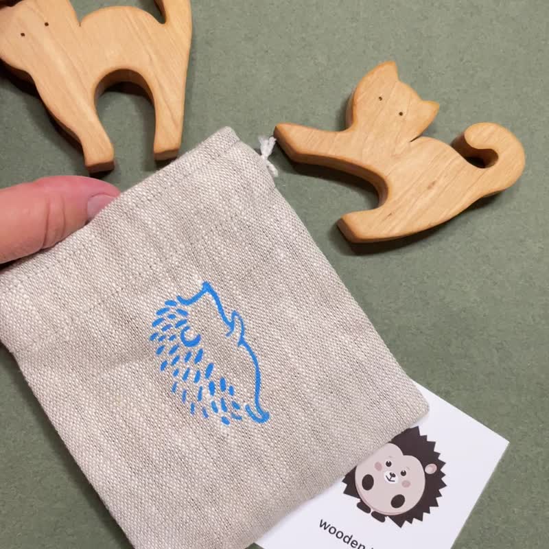 木制动物玩具，木制可爱猫咪，婴儿生日礼物 - 玩具/玩偶 - 木头 