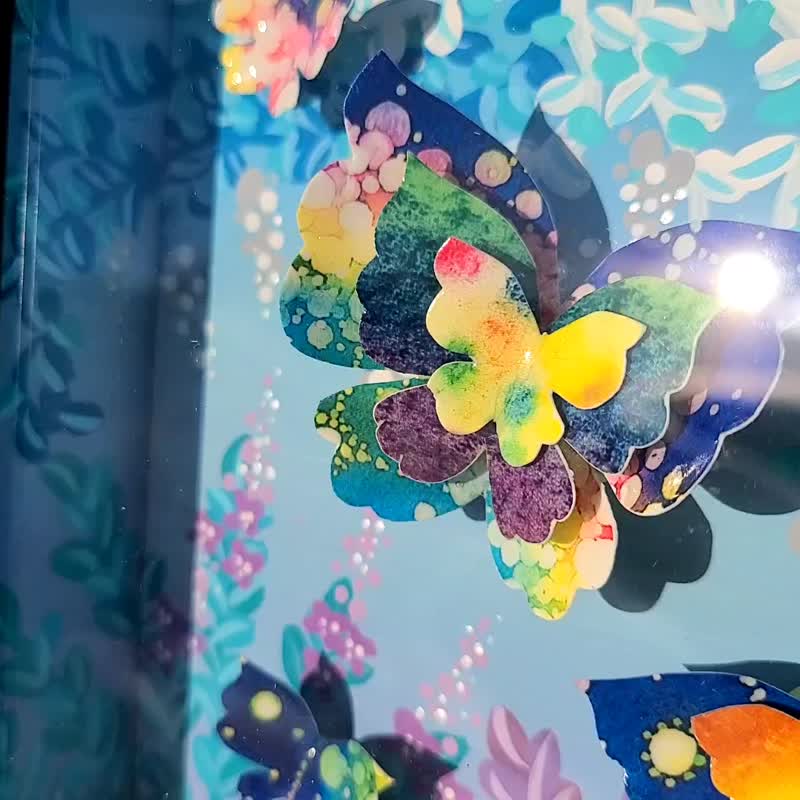 【日落漫步蓝】只有一件原创压克力艺术室内蝴蝶花园可爱儿童房 - 海报/装饰画/版画 - 木头 蓝色