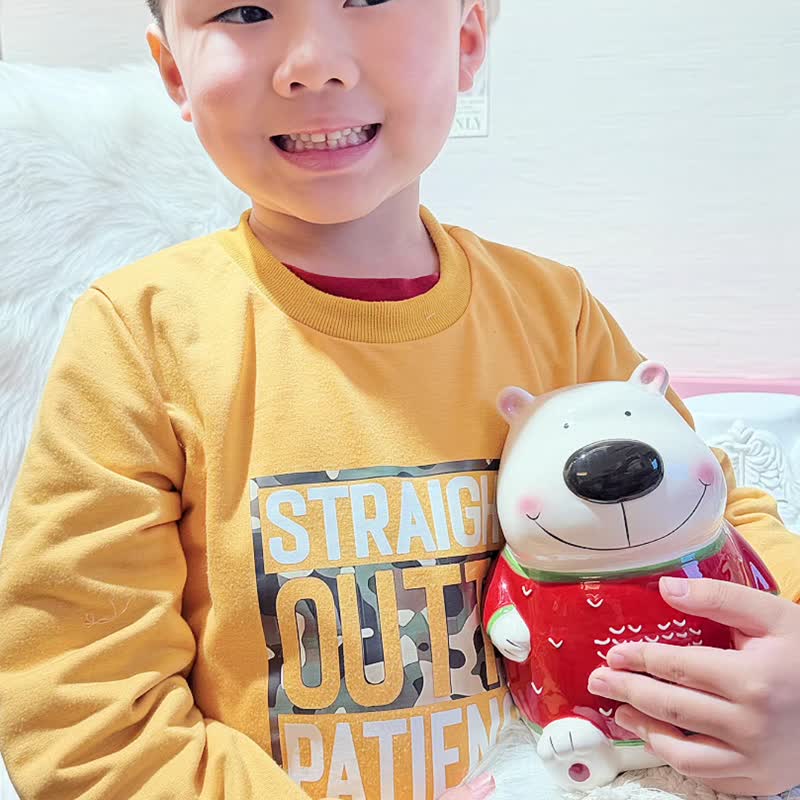 圣诞疗愈温暖红衣熊存钱筒 | 暖心礼袋组 (交换礼物/圣诞礼物) - 储蓄罐 - 陶 多色