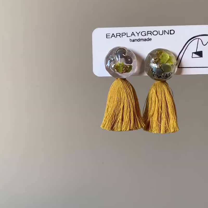 向日葵 - 两戴式耳针款 - 耳环/耳夹 - 树脂 黄色