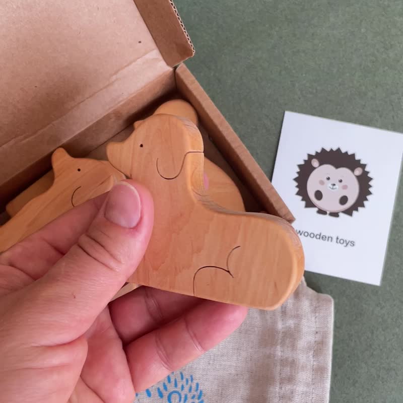 木制林地动物狗玩具，婴儿生日礼物 - 玩具/玩偶 - 木头 