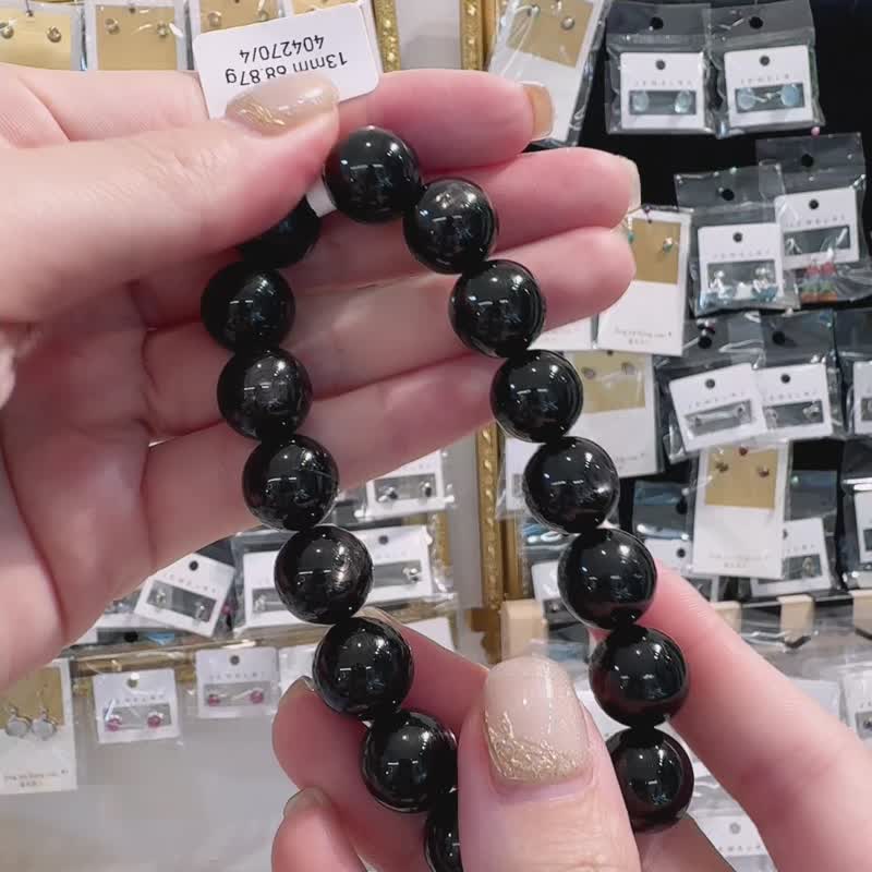 最高级别高光金运石紫苏辉石13mm68.87g主吸引财富财运能量偏财 - 手链/手环 - 半宝石 紫色