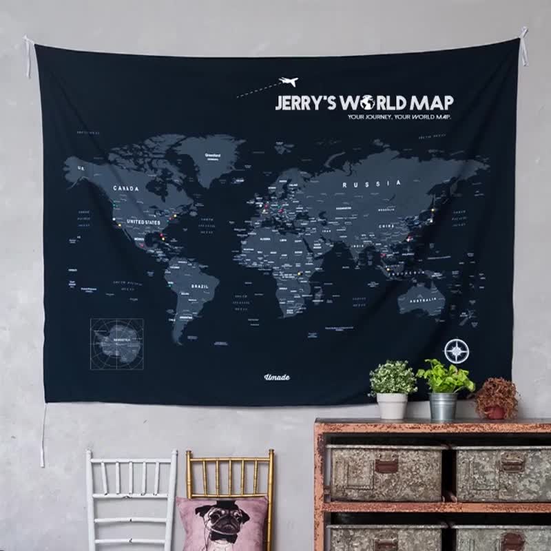 世界地图 - 专属订制实木框海报 - 轻柔粉 (定制化礼物 生日礼物) - 海报/装饰画/版画 - 纸 粉红色