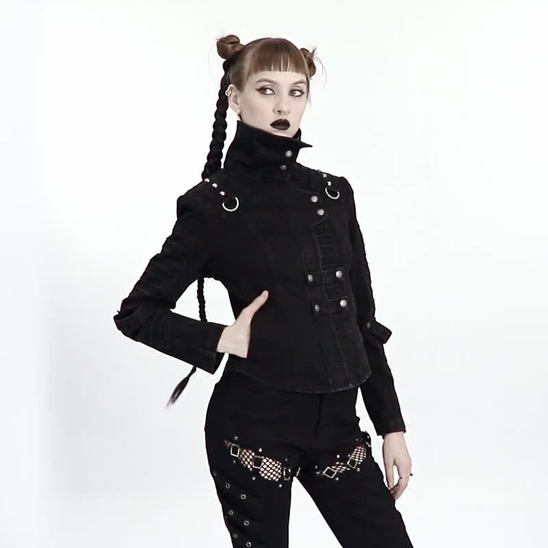后世界末日神秘家丹宁外套 - 女装休闲/机能外套 - 其他材质 黑色