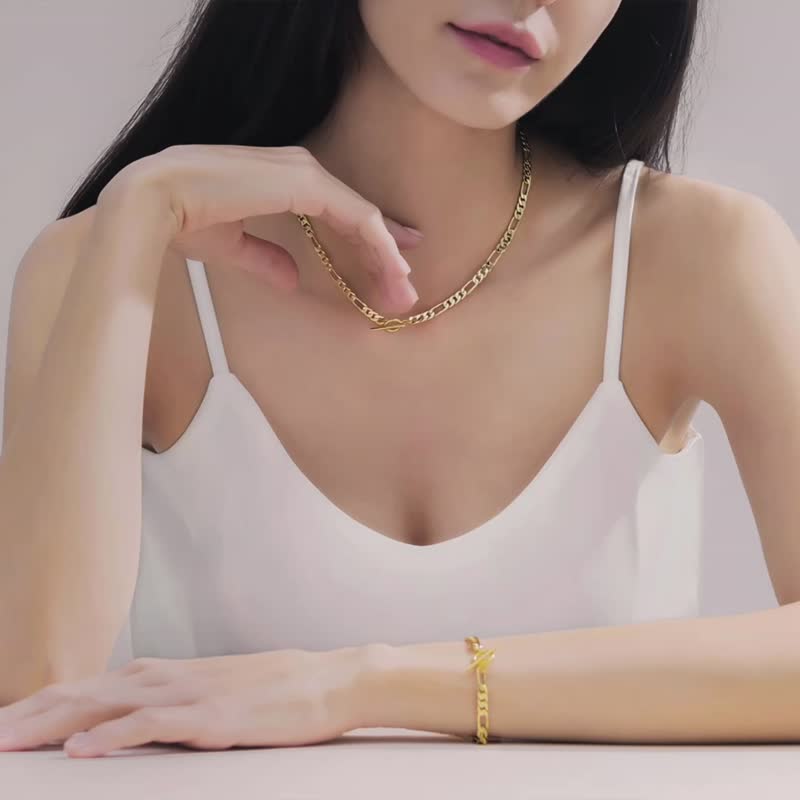 古巴风格项链 14K注金 店消费满两件送#毛毡Tote购物袋 - 项链 - 铜/黄铜 