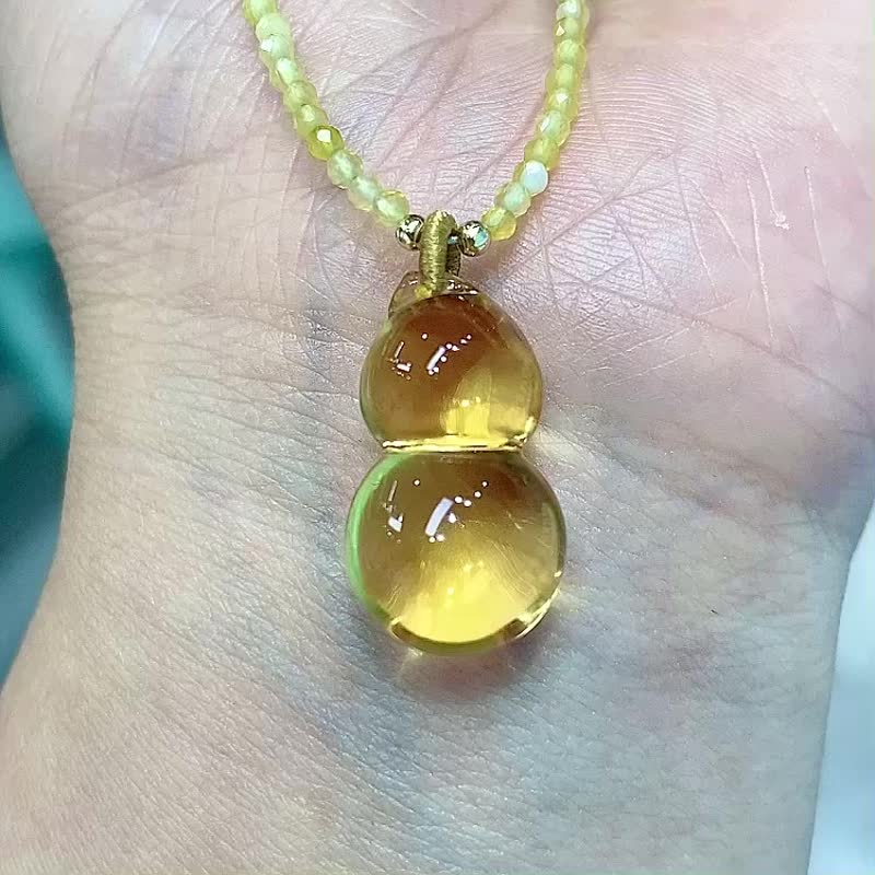 巴西天然黄水晶葫芦吊坠 双面雕刻 全净体无瑕疵 完美雕工 - 吊饰 - 水晶 