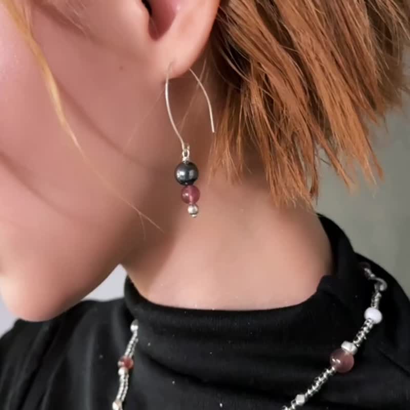 SCARLET - 余烬 * 草莓晶 钛赫兹 个人魅力 好气色 纯银 耳环 - 耳环/耳夹 - 水晶 红色