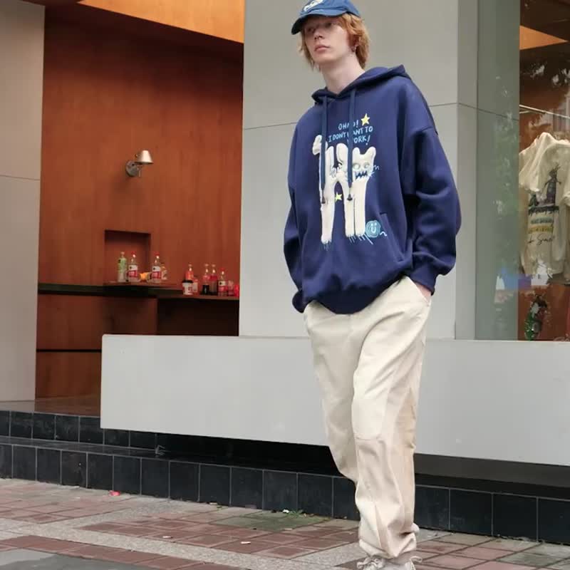 男士束脚裤 撞色拼接长裤刺绣运动裤 - 男士长裤 - 棉．麻 