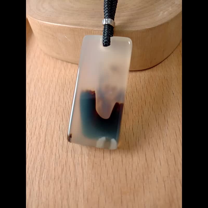 项链 简洁设计-意象天景 海洋玉髓/中性设计简单搭配双面配戴/ - 项链 - 玉石 透明