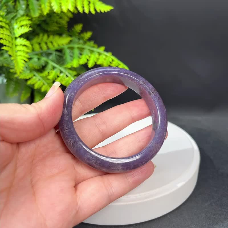 梅花碧玺手镯 54MM 玉化星光润紫飘蓝共生云母手环 愿望开拓改善 - 手链/手环 - 水晶 紫色