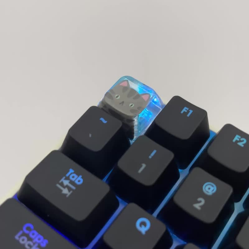 XDA 键帽 虎斑猫 绿眼 (水晶透) - 电脑配件 - 塑料 透明