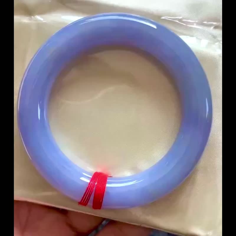 冰种 天然翡翠 缅甸 A玉 玉镯 • 冰种紫罗兰翡翠圆镯 - 手链/手环 - 玉石 紫色