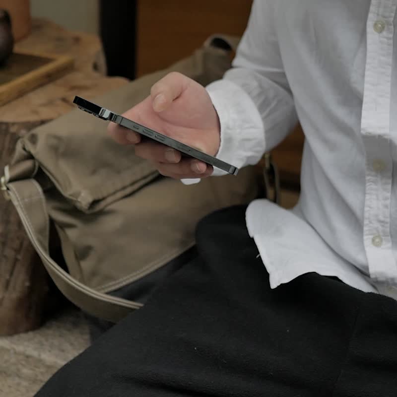sobag卡其色U家同款帆布斜挎大包男中性日系潮牌邮差包潮酷工装包 - 侧背包/斜挎包 - 棉 卡其色