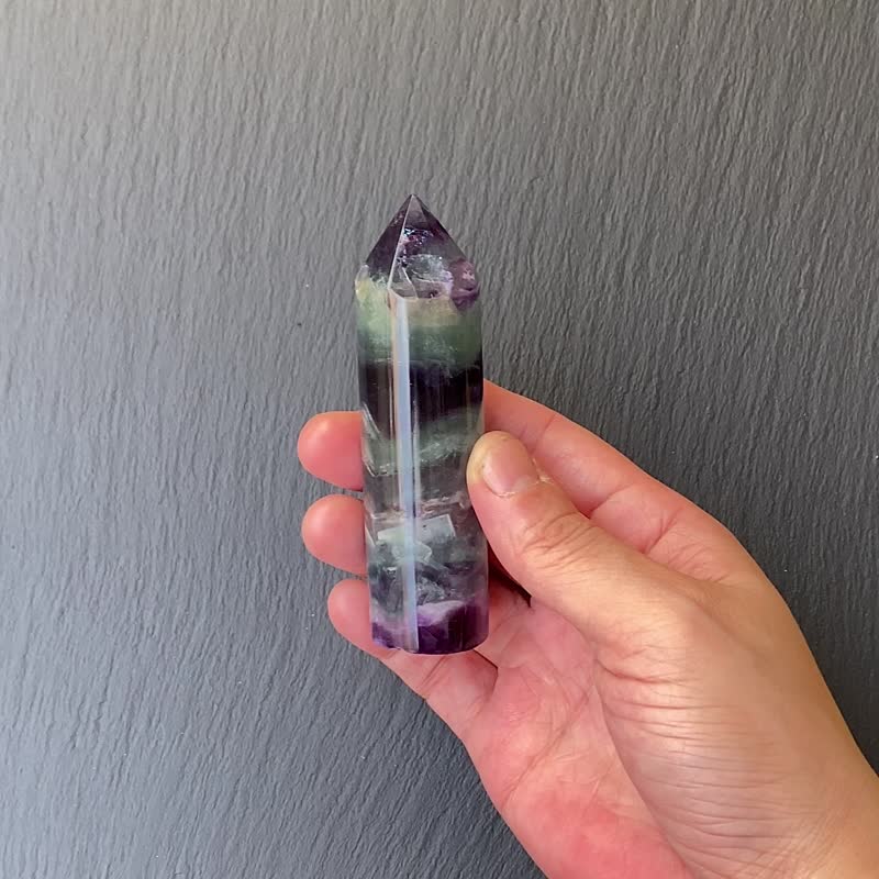 彩虹渐层萤石水晶柱 | 增智慧 招财开运、净化气场 | 快速出货 - 摆饰 - 水晶 多色