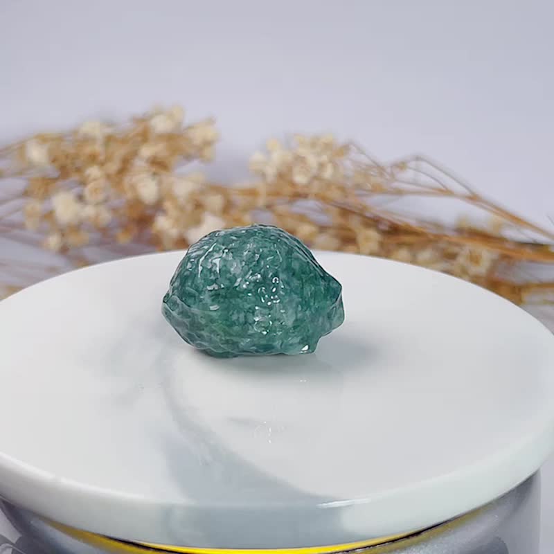 飘花翡翠刺猬 | 天然 A 货翡翠 | 送礼 - 其他 - 玉石 绿色