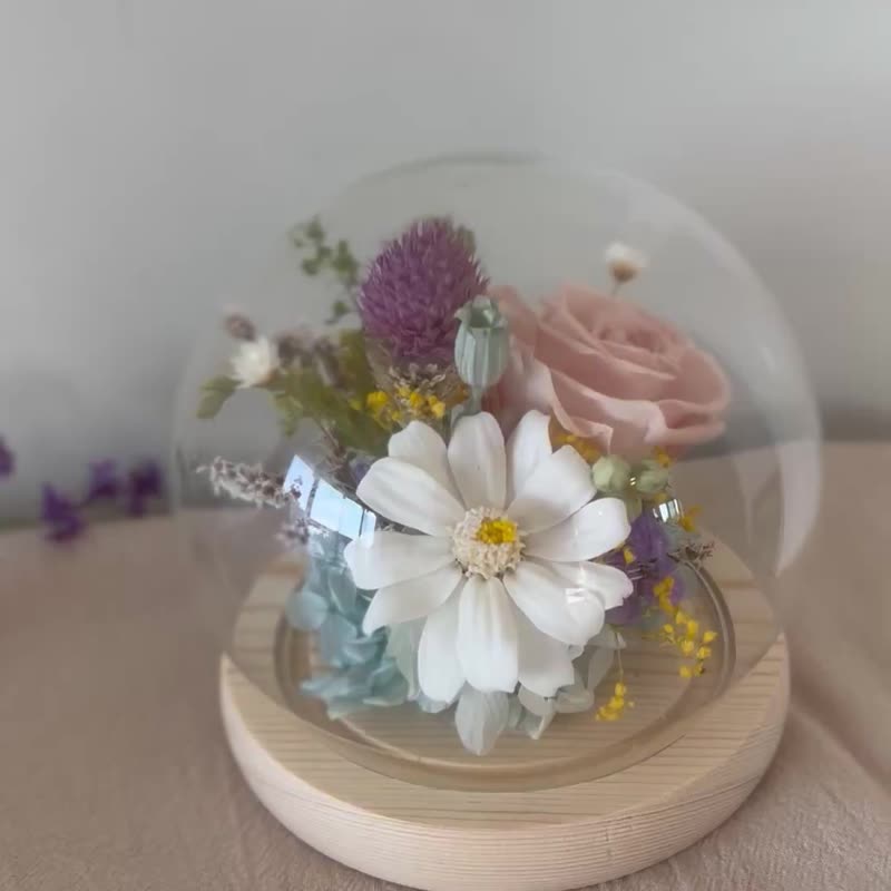 清新自然・柔美永生花玻璃盅 日本永生主花 - 干燥花/捧花 - 植物．花 