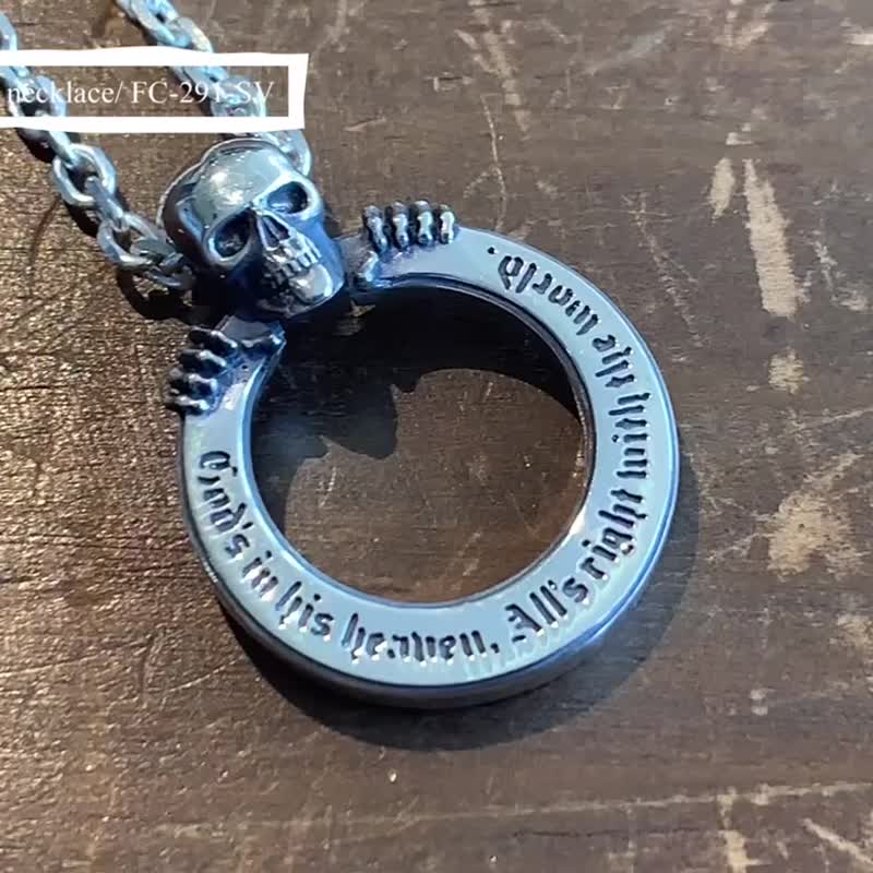 庞克 骷髅 男士项链 925 银 fc291 - 项链 - 其他金属 银色
