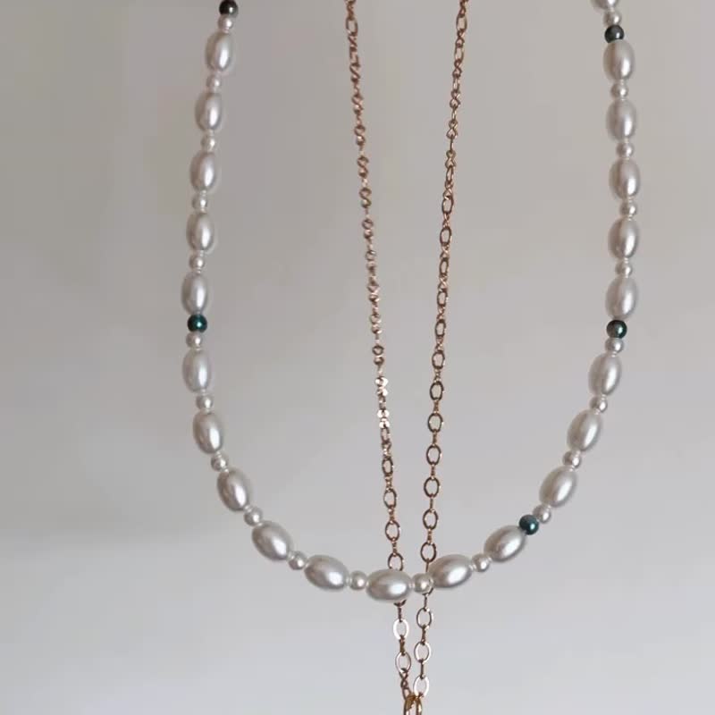 造梦星轨・手工珍珠项链・生日/毕业/情人节/圣诞交换礼物 - 项链 - 其他金属 金色