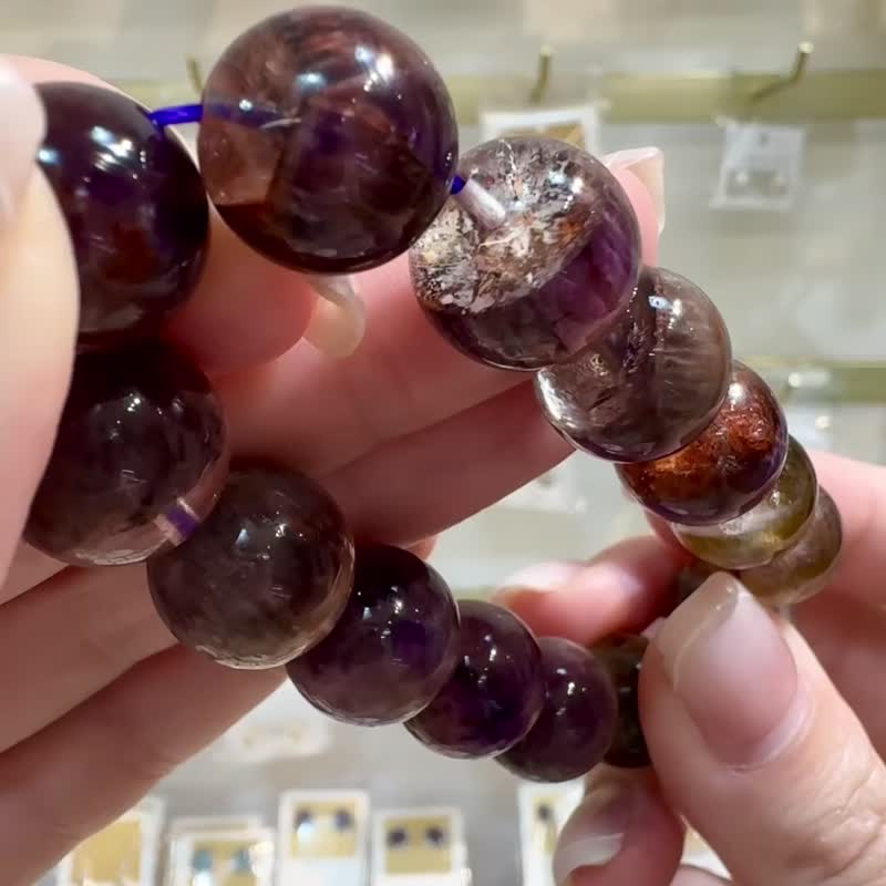 盆型浓色极光老矿13.6-14.5mm54.88g清理七脉轮提高灵性排焦虑 - 手链/手环 - 水晶 多色