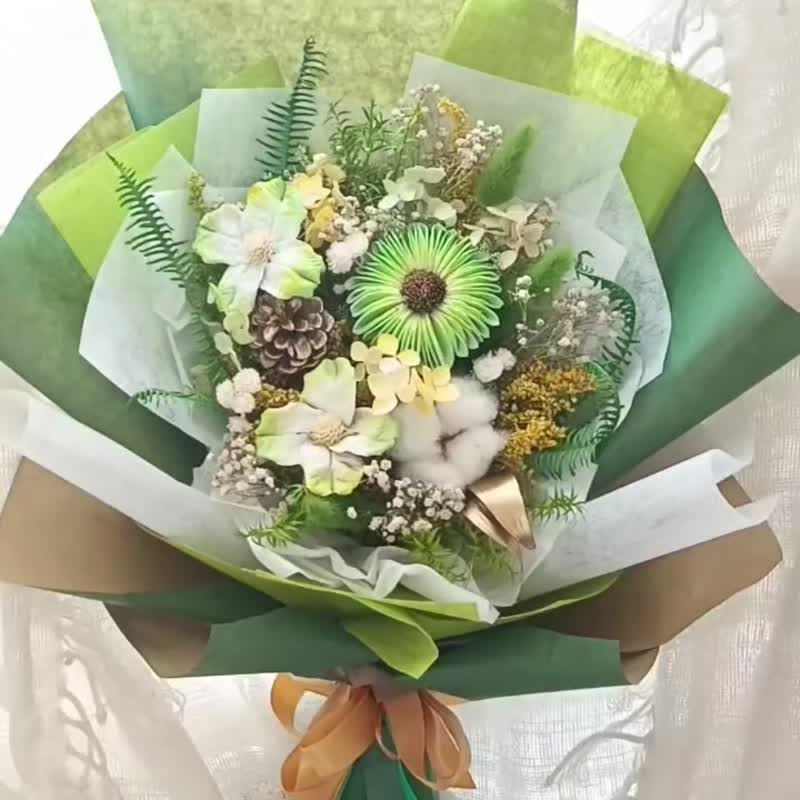 青葱年少 .绿色系.干燥花.索拉花.永生花.情人节.毕业花束 - 干燥花/捧花 - 植物．花 绿色