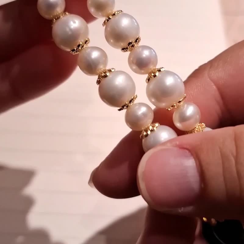 (爱琴海相约)金珀宝石切/珍珠/绿松石/紫锂辉 短项链 优雅浪漫 - 项链 - 珍珠 金色