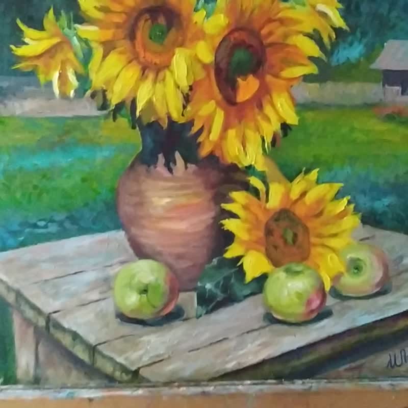 花卉画苹果原创艺术水果静物艺术品花束 - 海报/装饰画/版画 - 其他材质 黄色