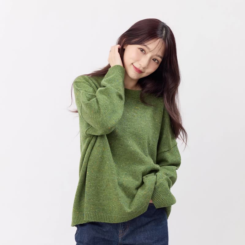 Melissa彩點圓領寬版針織毛衣/蘋果紅 - 女装针织衫/毛衣 - 棉．麻 绿色