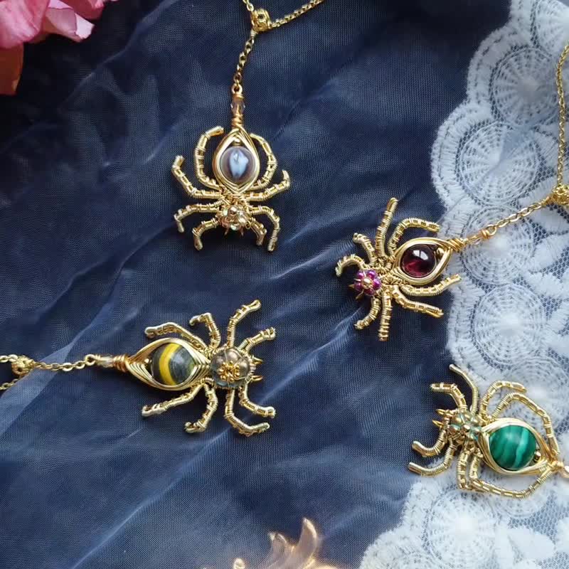 【 幸运蜘蛛 】高品矿石两用项链 / Y字链 / 特色穿搭 - 项链 - 宝石 