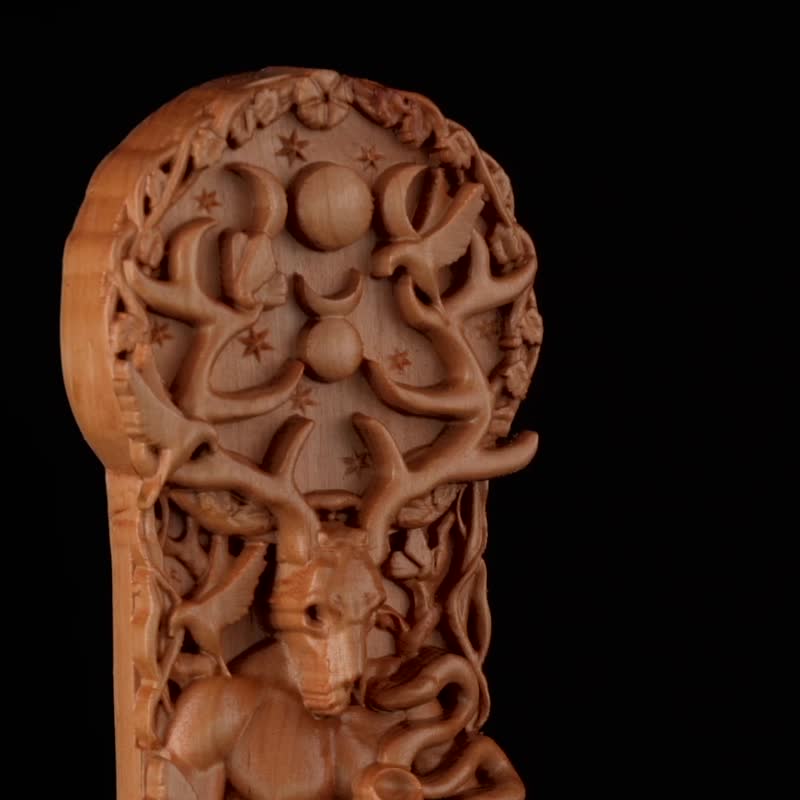 Cernunnos 凯尔特角神，Cernunnos 凯尔特雕像，凯尔特神，Cernunnos woo - 玩偶/公仔 - 木头 咖啡色