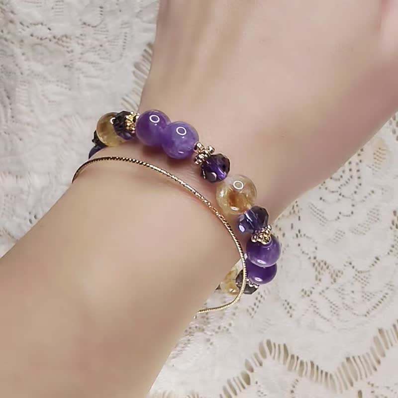 九紫离火转运手串 | 薰衣草紫水晶 | 黄水晶阿赛 | 包14K金手环 | - 手链/手环 - 水晶 